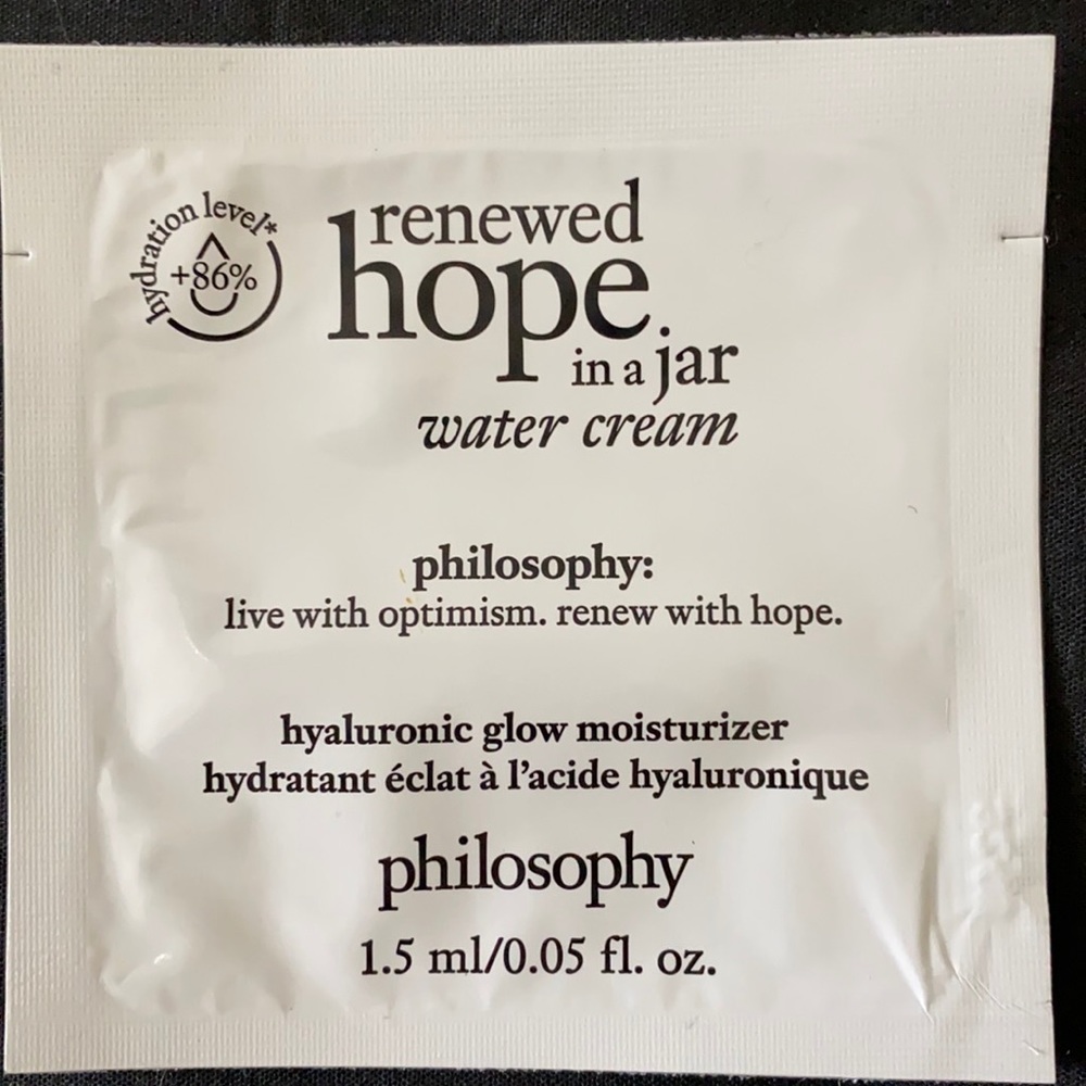 Sample of renewed hope in a jar water cream